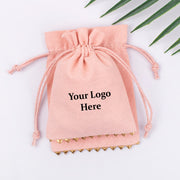 Pack of 100 Peach Custom Jewelry Packaging Pouch, Designer Bottom Lace